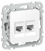 Розетка РК5е-2-0-ФлБ RJ-45+RJ-45 скрытый монтаж, IEK (FI-K22-1-K01)