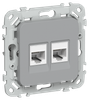Розетка РК5е-2-0-ФлС RJ-45+RJ-45 скрытый монтаж, IEK (FI-K22-1-K03)
