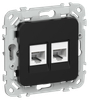 Розетка РК6-2-0-ФлЧ RJ-45+RJ-45 скрытый монтаж, IEK (FI-K22-2-K02)