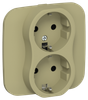 Розетка IEK FLITE РС12-1-А-ФлО, 2-х постовая, оливковый
