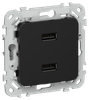 Розетка IEK FLITE РЮ-2-ФлЧ (FI-U21-D31-K02)
