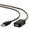 Кабель-удлинитель USB(Am)-USB(Af), 10 м, прозрачный/черный, Cablexpert